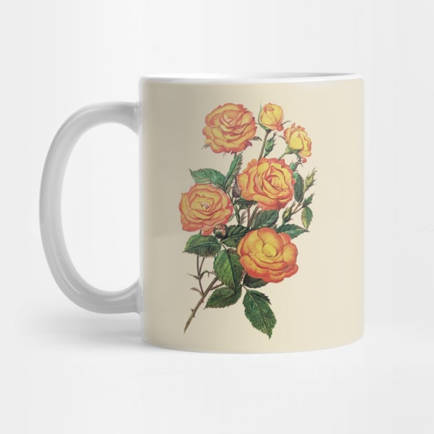 Vintage Rose Floral Flower Illustration Yellow by Squeeb Creative